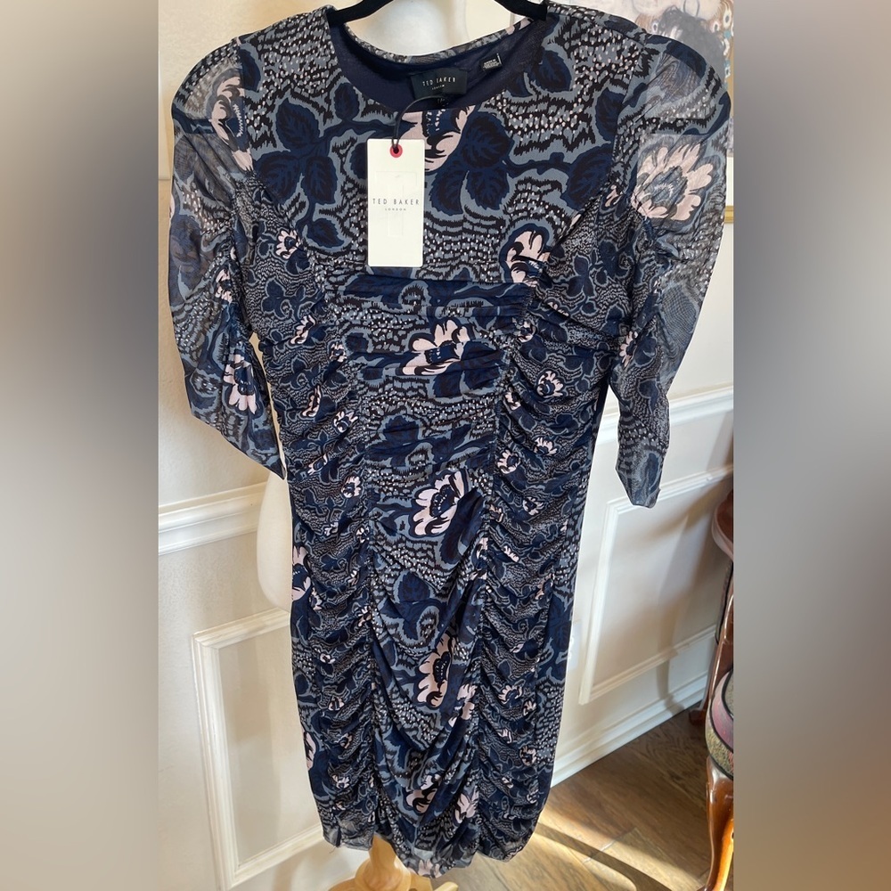 NWT Ted Baker Velvit Ruched Bodycon Dress Size 0